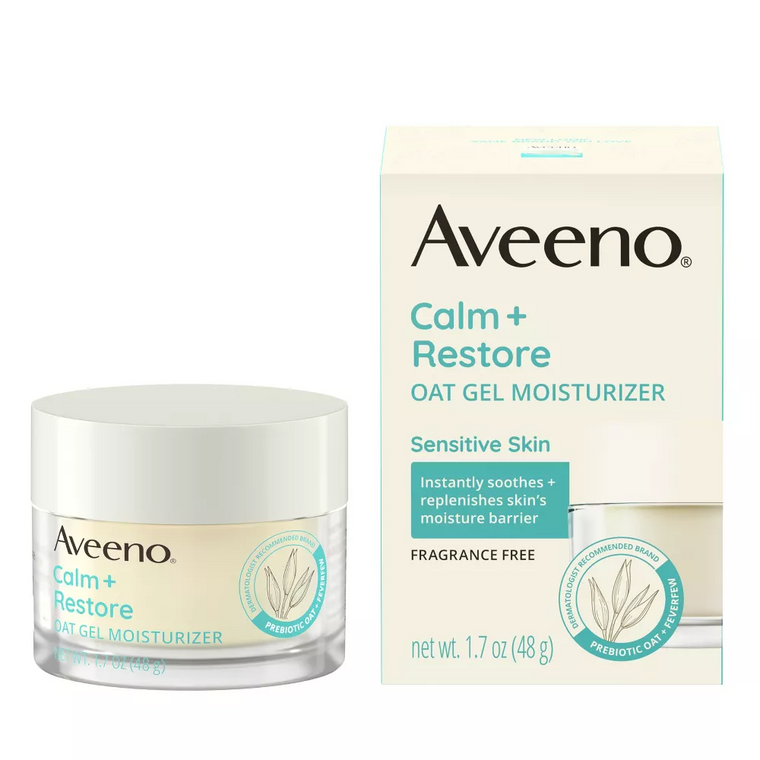 Gel hidratant față, Aveeno, Calm + Restore, Fără parfum, Pentru piele sensibilă, 48 g