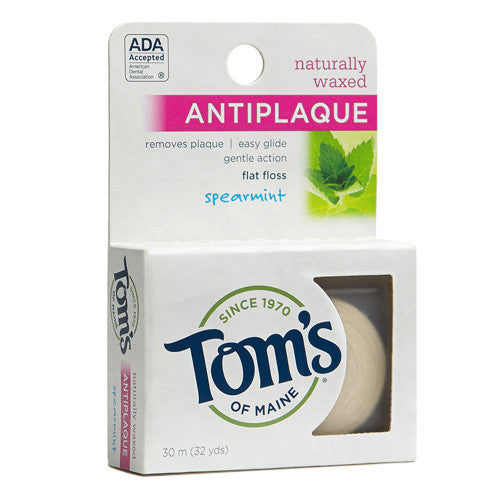 Ață dentară plată, Tom's of Maine, Naturally Waxed Antiplaque, Spearmint, 32 yd