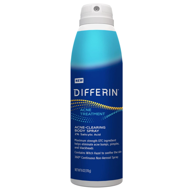 Spray de Corp, Differin, impotriva Acneei, Previne Aparitia Eruptiilor Cutanate, Calmeaza si Hidrateaza, cu Acid Salicilic 2%, 170gr