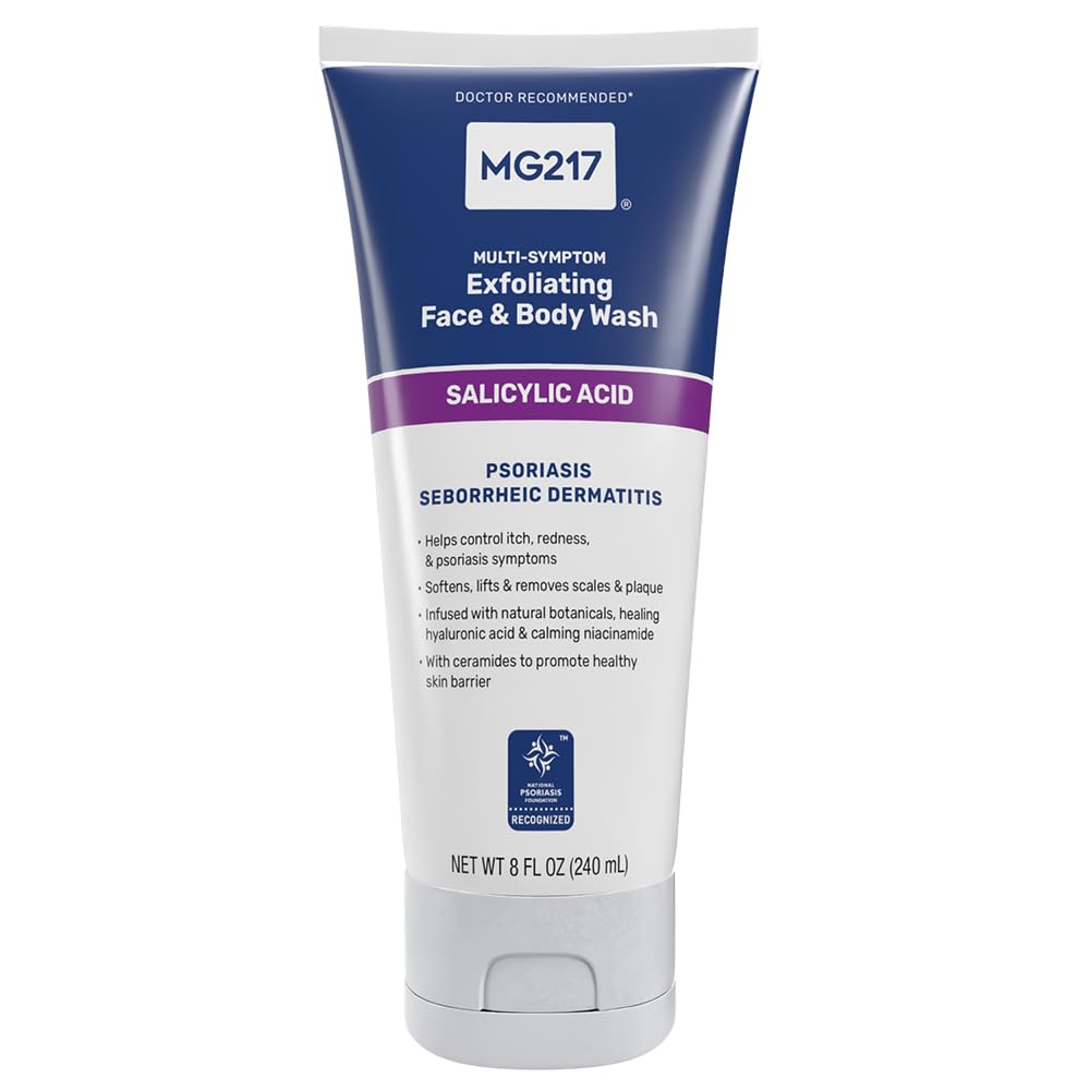 Gel de Curatare, MG217, Psoriasis, cu Efect Exfoliant, pentru Ameliorarea Mancarimii Pielii, impotriva Rosetii si Scuamelor, pentru Fata si Corp, cu Acid Salicilic 2.5%, fara Parfum, 240ml