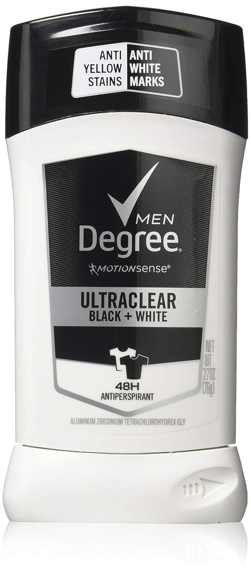 Antiperspirant deodorant, Degree Men, Black + White Ultraclear, Protecție împotriva petelor, Fără reziduuri albe, 76 g