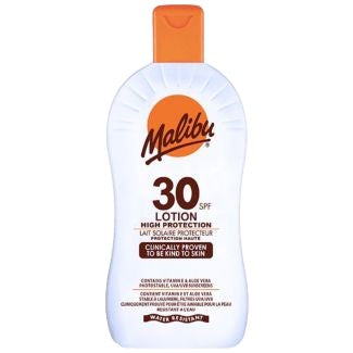 Loțiune protecție solară, Malibu, SPF 30, Protecție UV, Hidratare, Rezistentă la apă, 200 ml