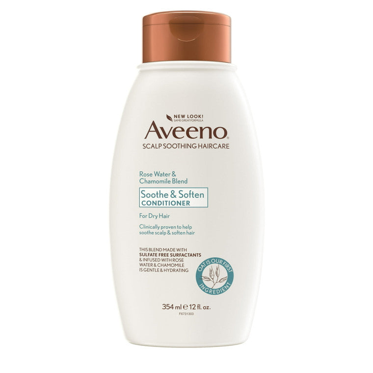 Balsam păr, Aveeno, Rosewater & Chamomile Blend, Calmează & catifelează, 354 ml