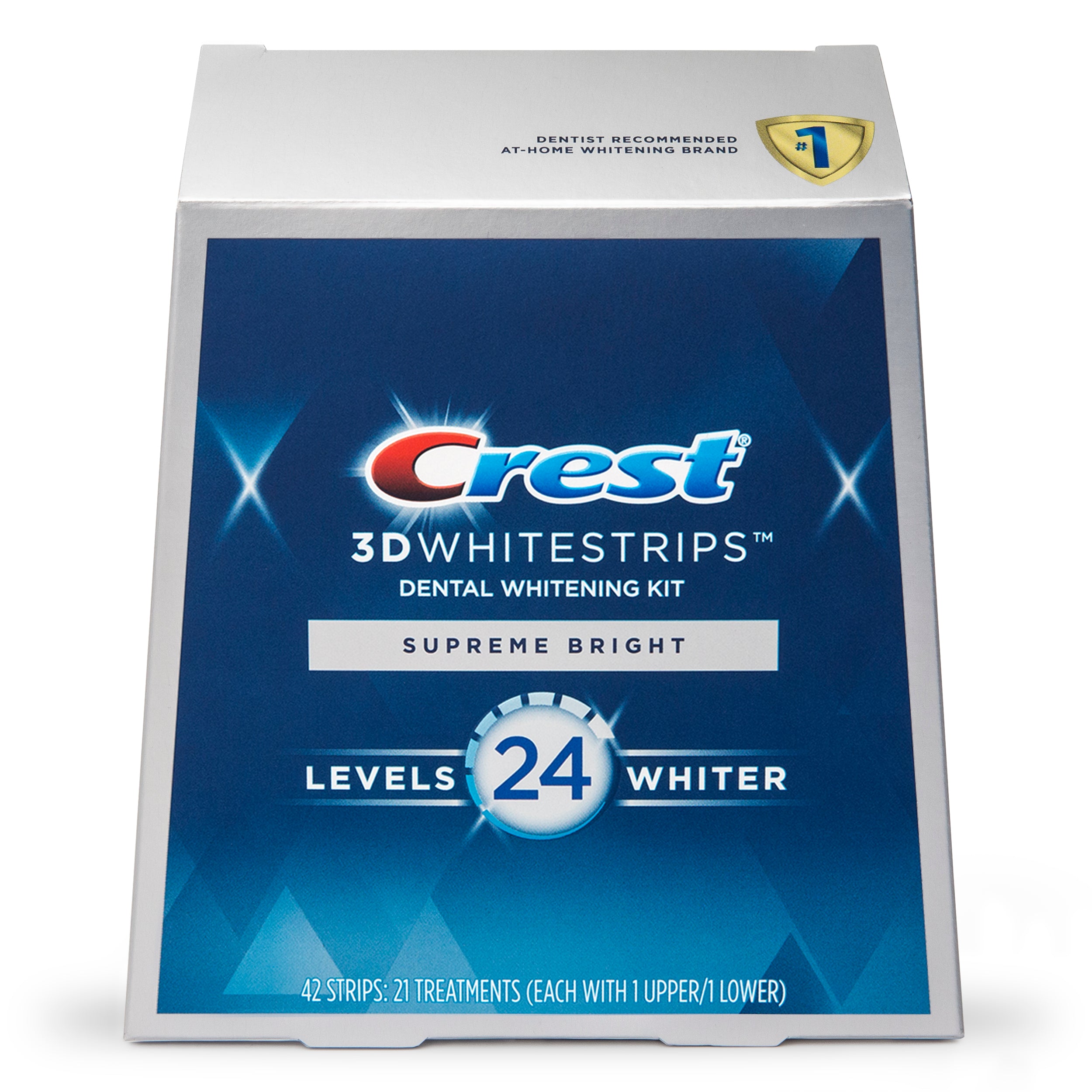 Cutie 21x Plicuri, Benzi Albirea Dintilor, Crest, 3D White, Supreme Bright, 14% Concentratie, 21 zile