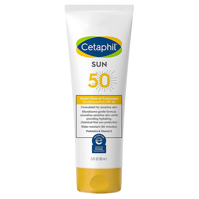Crema Protectie Solara Fata si Corp, Cetaphil, Sheer Mineral Sunscreen, pentru Piele Sensibila, cu Oxid de Zinc, impotriva UVA si UVB, SPF 50, 89ml