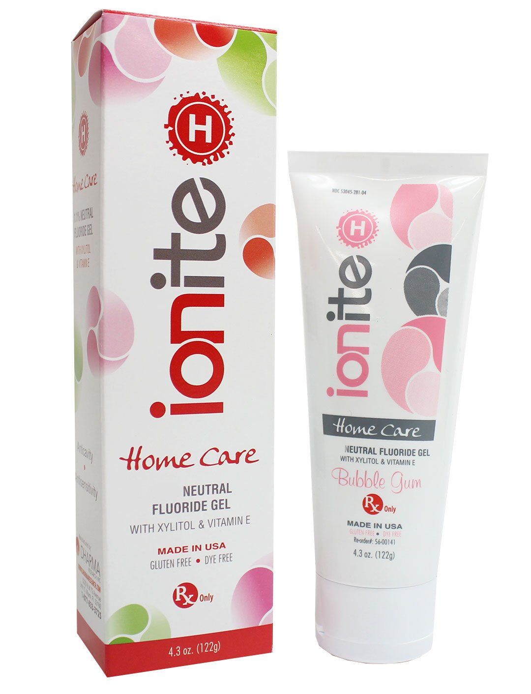 Gel Fluorizare, Ionite, Aroma Bubble Gum, cu Xylitol si Vitamina E, Fara Gluten, Fluorura de Staniu 0.4%, Tub 122gr