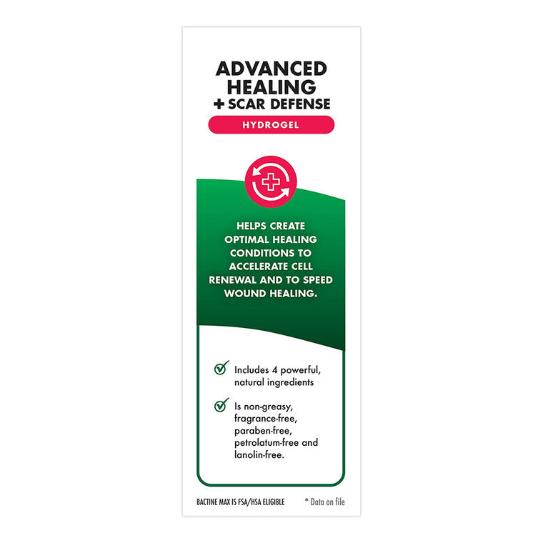 Gel hidrogel, Bactine, Max Advanced Healing & Scar Defense, Protecție germeni, 21 g