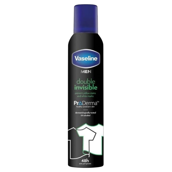 Antiperspirant Deodorant, Vaseline, Double Invisibile, cu Proderma, Hipoalergenic, Protectie 48h, 250ml