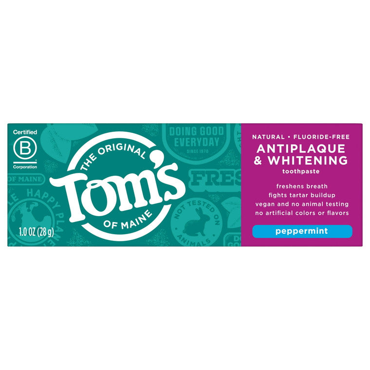 Pastă de dinți, Tom's of Maine, Natural Antiplaque & Whitening, Mentă, Curățare blândă, Prospețime, 28 g