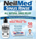 Set Irigator Nazal si Solutie Salina, Neilmed, Sinus Rinse, Curatare Sinusuri, Decongestie Nazala, 240ml, 50 plicuri (2.4gr)