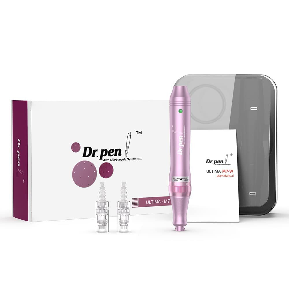 Creion cu Micro-Ace din Titan, Dermapen, Dr. Pen, M7-W, 2x Rezerve 12 ace, Adancime 0.25 - 2.5 mm, 9.800 Vibratii/Min, 5 viteze, fara Fir