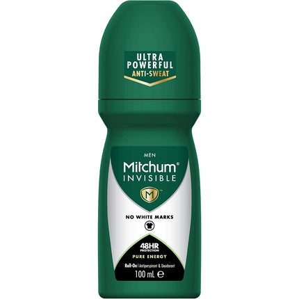 Antiperspirant Roll-On, Mitchum Men, Invisible Pure Energy, Protecție 48h, Fără urme, 100 g