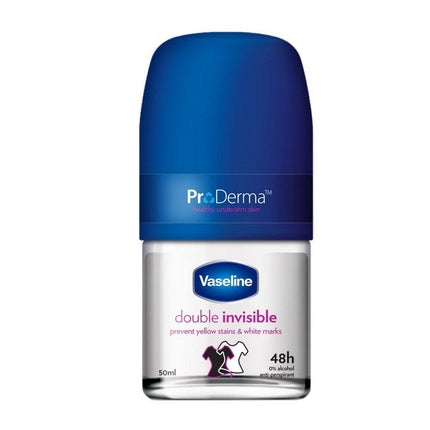 Antiperspirant Roll-On, Vaseline, Pro Derma Double Invisible, Protecție 48h, Fără urme vizibile, 50 ml