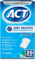 Gumă de mestecat, ACT, Dry Mouth, Hidratant, Cu xilitol, Fără zahăr, Respirație fresh, 20 buc