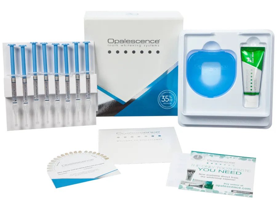 Kit Albirea Dintilor, Opalescence, PF Regular, 8x Seringi 1.2ml, 35% Peroxid Carbamida, Mulaje, Pasta, Cutie, Incluse