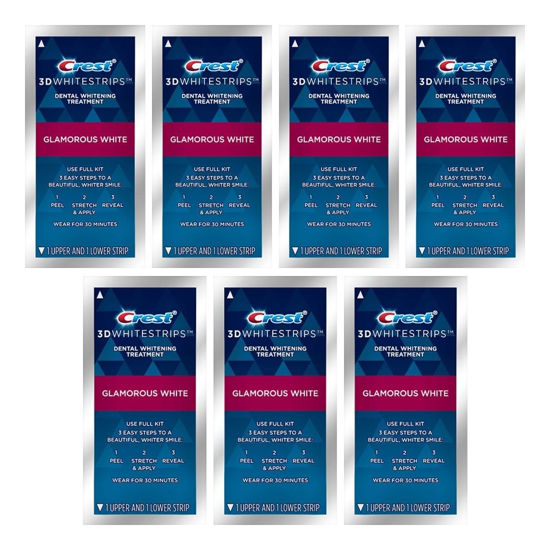 Set 7x Plicuri, Benzi Albirea Dintilor, Crest 3D Whitestrips, Glamorous White, 10% Concentratie