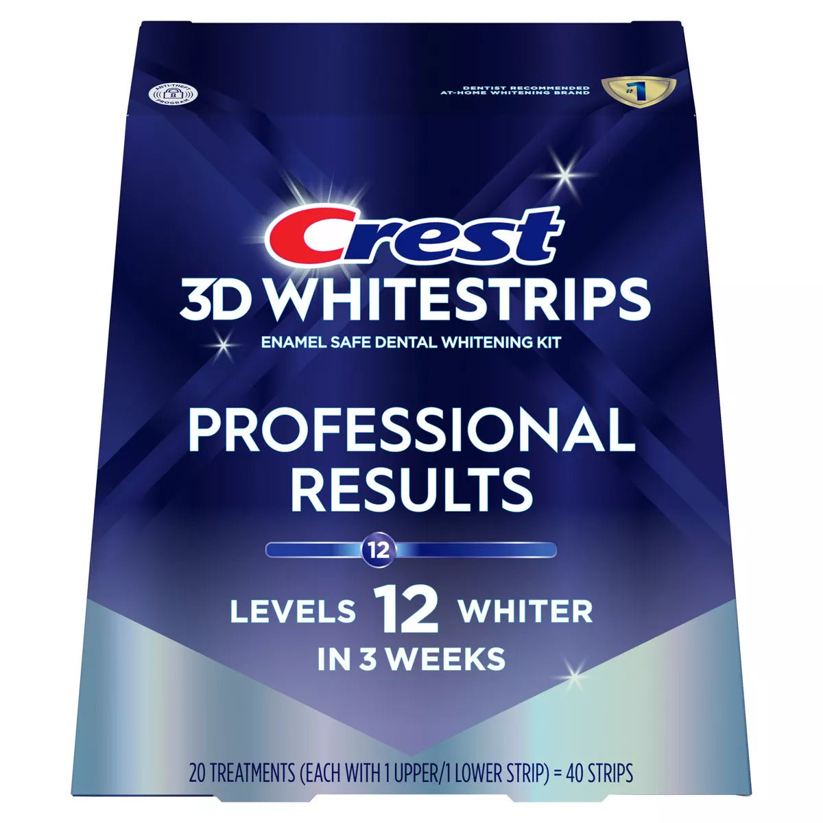 Set 20x Benzi Albirea Dintilor, Crest, 3D White, Professional Results, 10% Concentratie, Tratament 20 zile, 30 min, Nivel Albire 12
