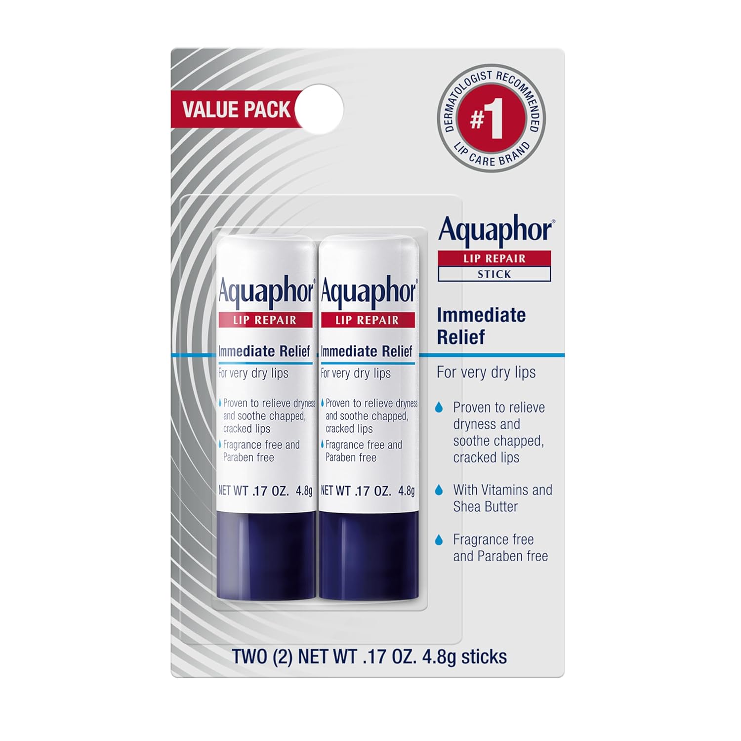 Balsam de buze, Aquaphor, Lip Repair Stick, Hidratant, Reparare, Pachet dublu, 2 x 4.8 g