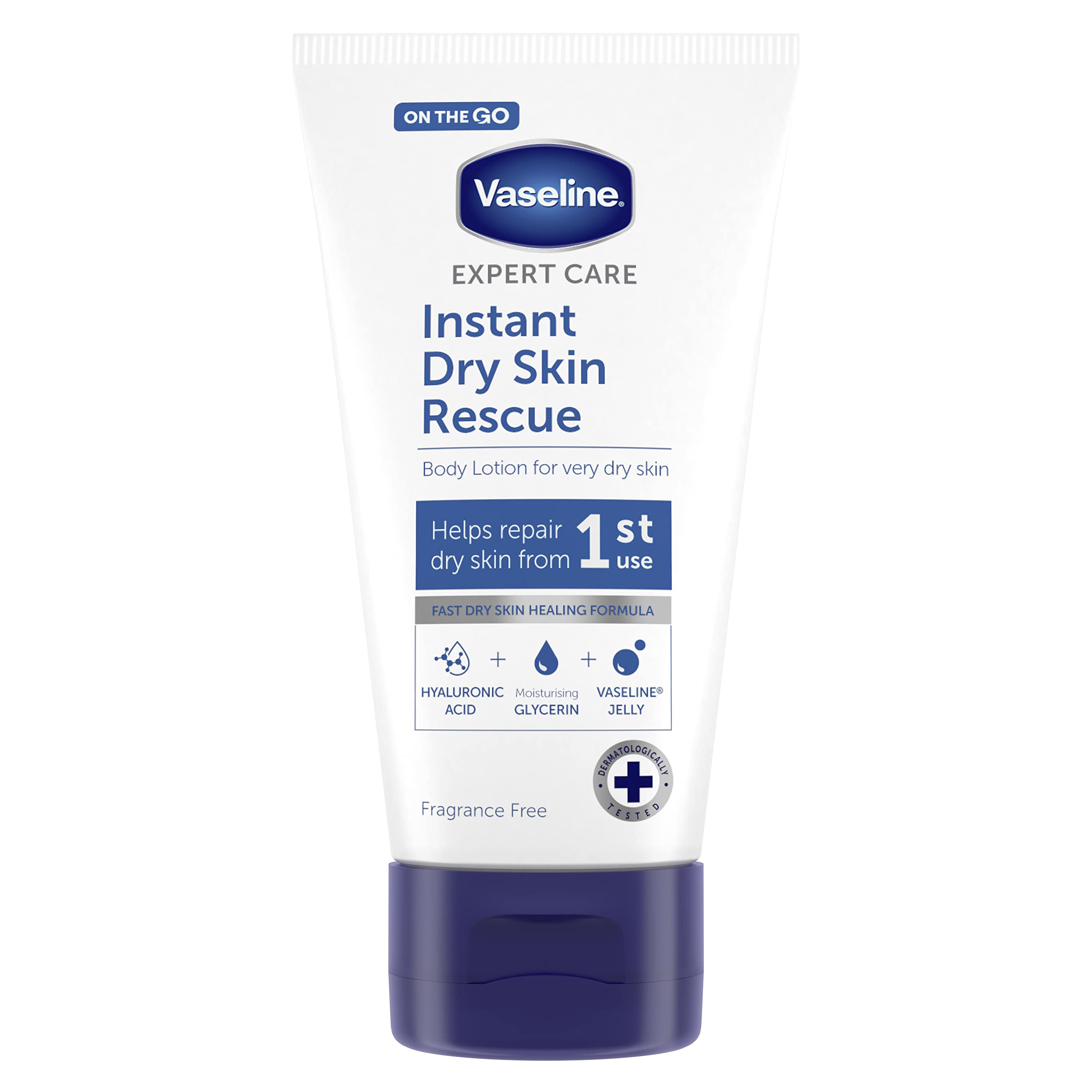 Loțiune de Corp, Vaseline, Expert Care Instant Dry Skin Rescue, Repară pielea foarte uscată, Hidratare intensivă, 75 ml